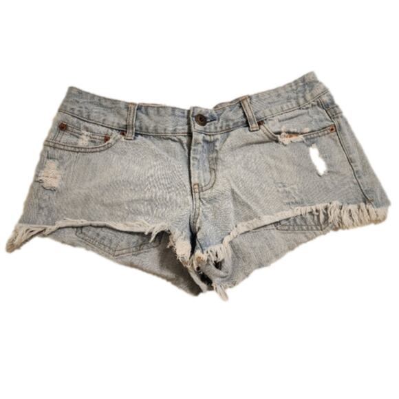 American eagle AEO 90s y2k distressed Light‎ wash booty shortie shorts size 6 - Picture 1 of 6